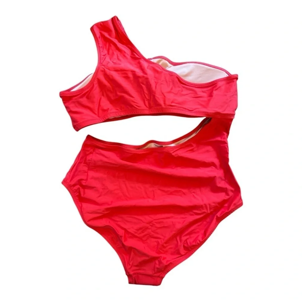 J. Crew Cutout one-piece swimsuit with buttons in Bright Cerise NWT